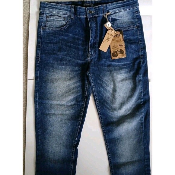 GS115 Men's Streetwear Urban Blue Jean Size 36 Distressed Medium Wash Zip Button - Picture 2 of 16